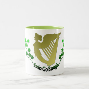 Tasse 2 Couleurs Le trèfle irlandais Erin vont harpe irlandaise