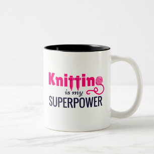 Tasse 2 Couleurs Le tricot est la ma superpuissance dans le rose