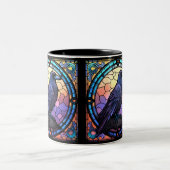 Tasse 2 Couleurs Le vitrail du corbeau effrayant (Centre)