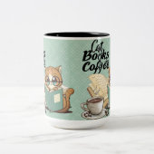 Tasse 2 Couleurs Lecture de livres avec chat mignon : livre cosy Lo (Centre)