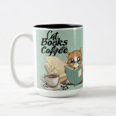 Tasse 2 Couleurs Lecture de livres avec chat mignon : livre cosy Lo (Gauche)