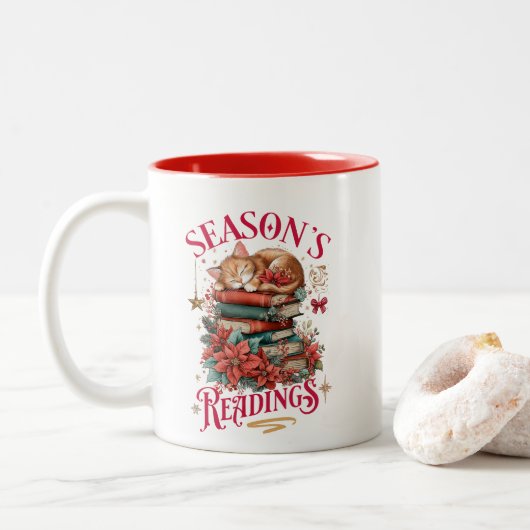 Tasse 2 Couleurs Lectures de saison Chaton douillet (Avec donut)
