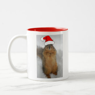 Tasse 2 Couleurs L'écureuil de Noël avec Père Noël
