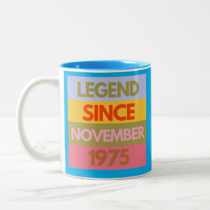 Tasse 2 Couleurs Légende depuis NOVEMBRE 1975 50e anniversaire 50 a