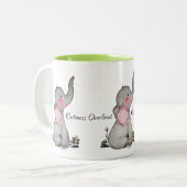 Tasse 2 Couleurs L'éléphant mignon de bébé d'aquarelle avec (Devant gauche)