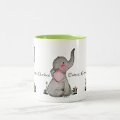 Tasse 2 Couleurs L'éléphant mignon de bébé d'aquarelle avec (Centre)