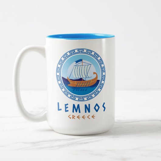 Tasse 2 Couleurs Lemnos, Grèce Design de navires grecs (Gauche)