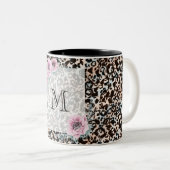 Tasse 2 Couleurs léopard, mode, tacheté, marron, beige, peau, (Devant droit)