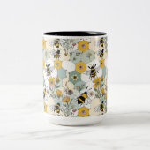 Tasse 2 Couleurs Les abeilles dans un peigne Fleur sauvage Patchwor (Centre)