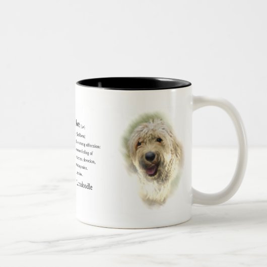 Tasse 2 Couleurs Les amoureux du Labradoodle (Droit)