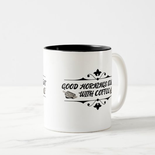 Tasse 2 Couleurs Les bons matins commencent par le café (Devant droit)