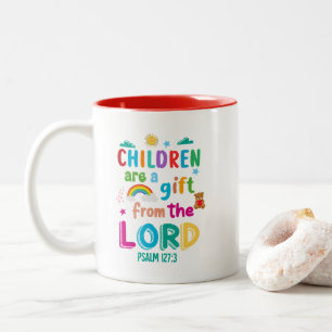 Tasse 2 Couleurs "Les enfants sont un cadeau" - Rouge fait à la com