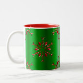 Tasse 2 Couleurs Les flocons rouges de Noël vert (Gauche)