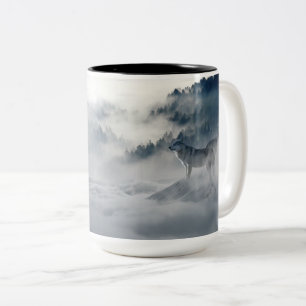 Tasse 2 Couleurs Les loups dans un paysage hivernal