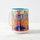 Tasse 2 Couleurs Les lumières de Chanukah (Devant gauche)