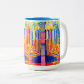 Tasse 2 Couleurs Les lumières de Chanukah (Devant droit)