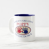 Tasse 2 Couleurs Les meilleures mains de pavot vers le bas (Devant gauche)