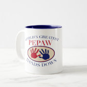 Tasse 2 Couleurs Les meilleures mains de Pepaw vers le bas (Devant gauche)