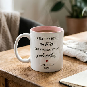 Tasse 2 Couleurs Les meilleures tantes sont promues marraine