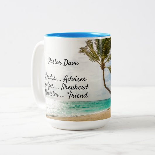 Tasse 2 Couleurs Les pasteurs travaillent amitié Tropical Beach Scè (Devant gauche)