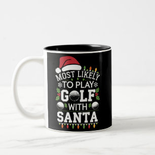 Tasse 2 Couleurs Les Plus Probables De Jouer Au Golf Avec Père Noël