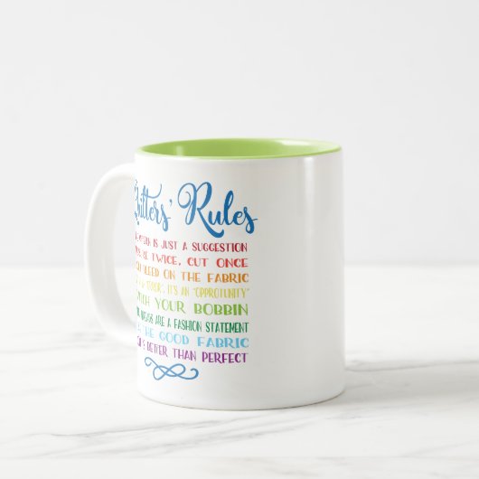 Tasse 2 Couleurs Les règles de Quilter (Devant gauche)