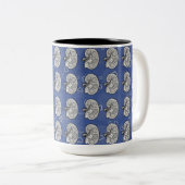 Tasse 2 Couleurs Les reins, bleus, (Devant droit)