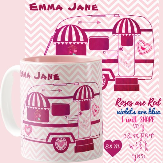 Tasse 2 Couleurs Les Roses de Camper Trailer sont la Saint Valentin
