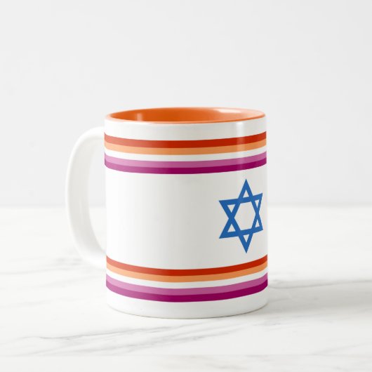Tasse 2 Couleurs Lesbian Israel Pride Flag (Devant gauche)
