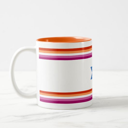 Tasse 2 Couleurs Lesbian Israel Pride Flag (Gauche)