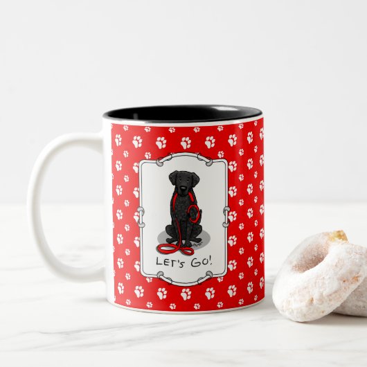 Tasse 2 Couleurs Let's Go! Walk Curly-Coated Retriever Dog (black) (Avec donut)