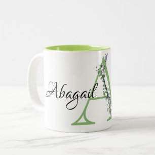 Tasse 2 Couleurs Lettre A, aquarelle Lavendermonogramme