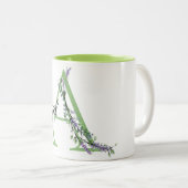 Tasse 2 Couleurs Lettre A, aquarelle Lavendermonogramme (Devant droit)