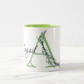 Tasse 2 Couleurs Lettre A, aquarelle Lavendermonogramme (Centre)