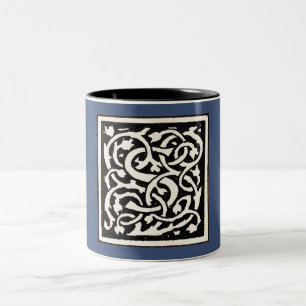 Tasse 2 Couleurs Lettre Art Nouveau S Monogramme Vintage