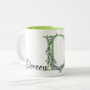 Tasse 2 Couleurs Lettre D Lavender Eucalyptus monogrammé