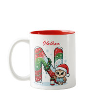 Lettre de Noël personnalisée N Monogramme Père Noë