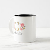 Tasse 2 Couleurs LETTRE Florale rose G (Devant gauche)