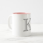 Tasse 2 Couleurs Lettre grise de monogramme (Devant gauche)