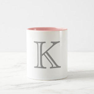 Tasse 2 Couleurs Lettre grise de monogramme