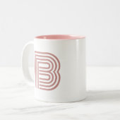 Tasse 2 Couleurs Lettre initiale de monogramme simple rose blush mo (Devant gauche)