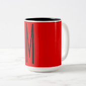 Tasse 2 Couleurs Lettre initiale Monogramme Style moderne Rouge Noi (Devant droit)