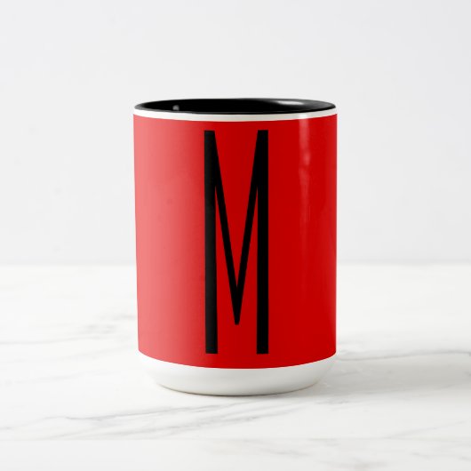 Tasse 2 Couleurs Lettre initiale Monogramme Style moderne Rouge Noi (Centre)