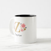 TASSE 2 COULEURS LETTRE INITIALE MOULAIRE ROSE Z (Devant gauche)