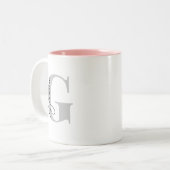 Tasse 2 Couleurs Lettre initiale personnalisée | Monogramme moderne (Devant gauche)