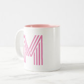 Tasse 2 Couleurs Lettre initiale rose/ Monogramme (Devant gauche)
