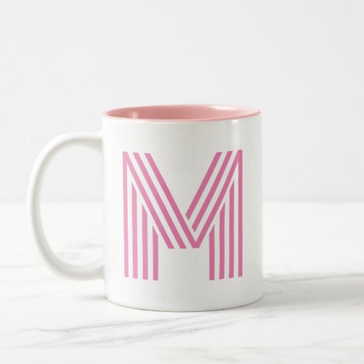 Tasse 2 Couleurs Lettre initiale rose/ Monogramme (Gauche)