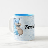 Tasse 2 Couleurs LETTRE KID's Bleue Koala Monogramme K (Devant gauche)