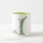 Tasse 2 Couleurs Lettre monogramme I de la Lavande d'Eucalyptus (Centre)