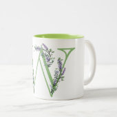 Tasse 2 Couleurs lettre monogrammée W Lavender eucalyptus (Devant droit)